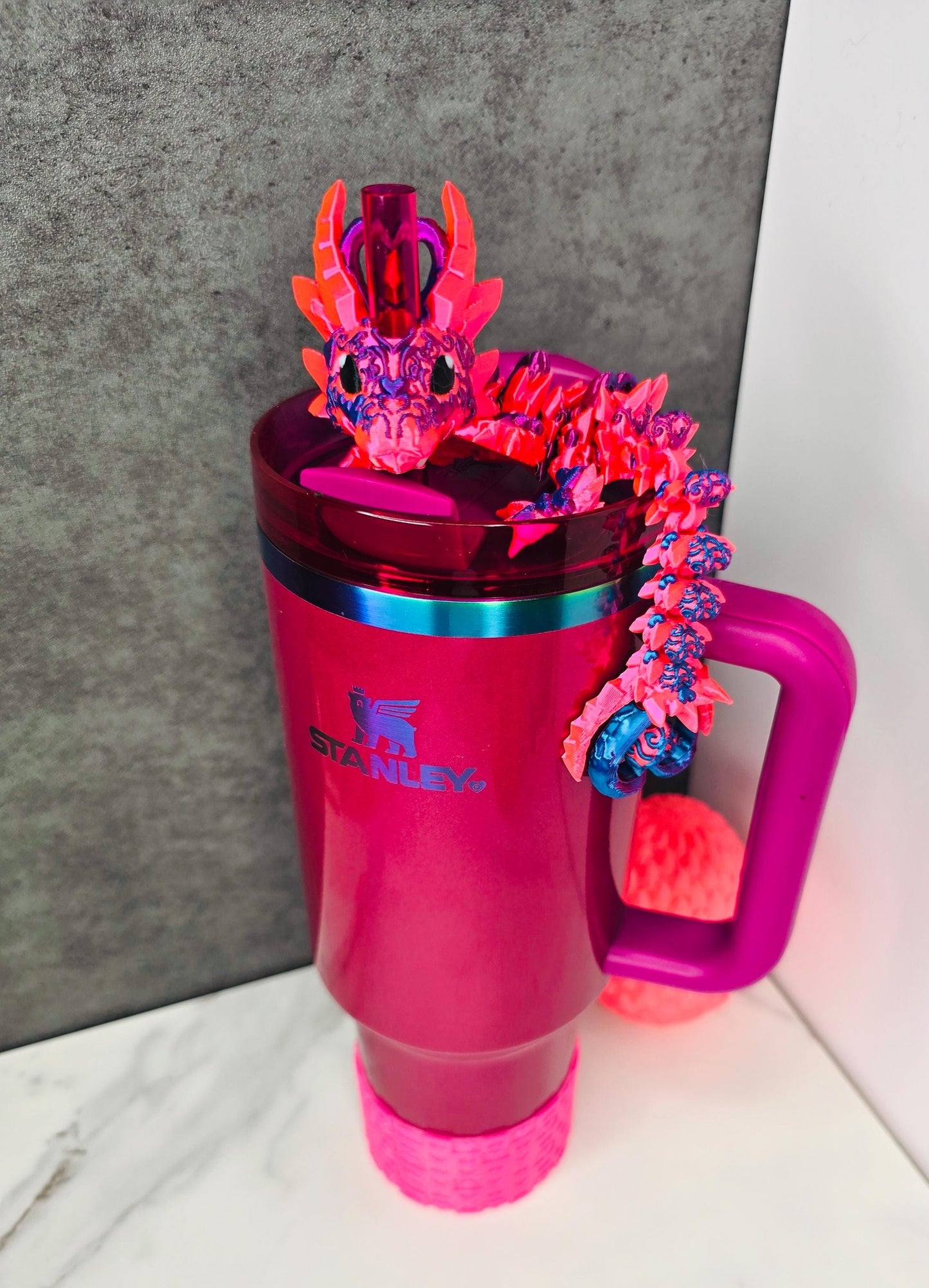 Berry Truffle Heart Dragon Stanley Topper – Straw Accessory for Stanley Tumblers | Light & Dark Heart Truffle | Tumbler Accessory Charms