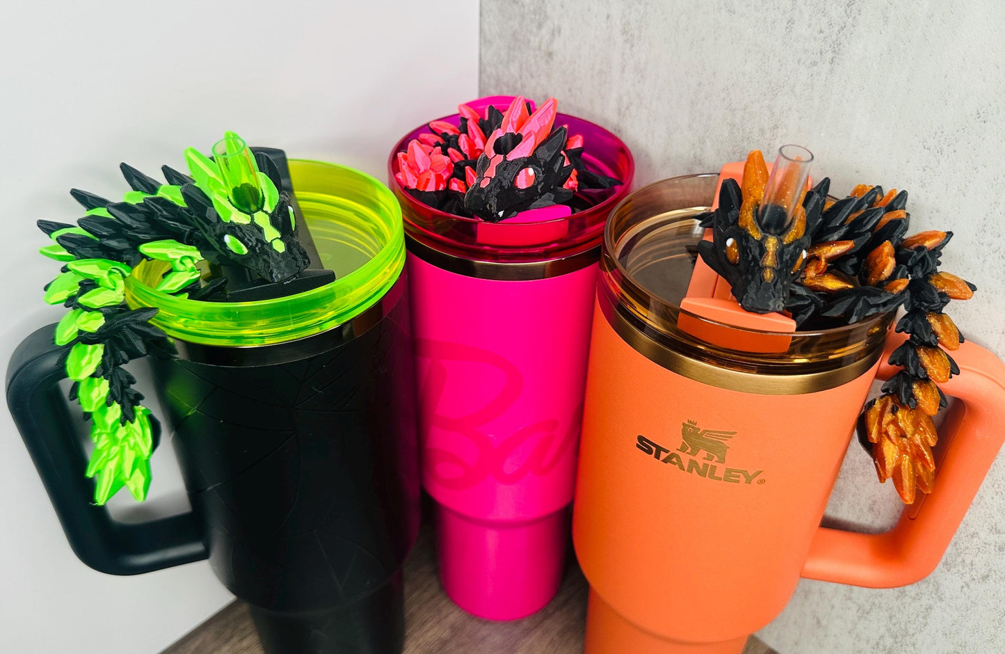 Birthstone Dragon Straw Topper for Stanley Tumblers – Flexible Cup Charms – Personalized Tumbler Gift by Birth Month | Cute Straw Charm Gift