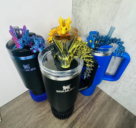 Fourth Wing Dragon Straw Toppers for Stanley | Tairn, Andarna, Sgaeyl | Flexible Cup Accessories | 20oz 30oz 40oz Fit | Tumbler Toppers