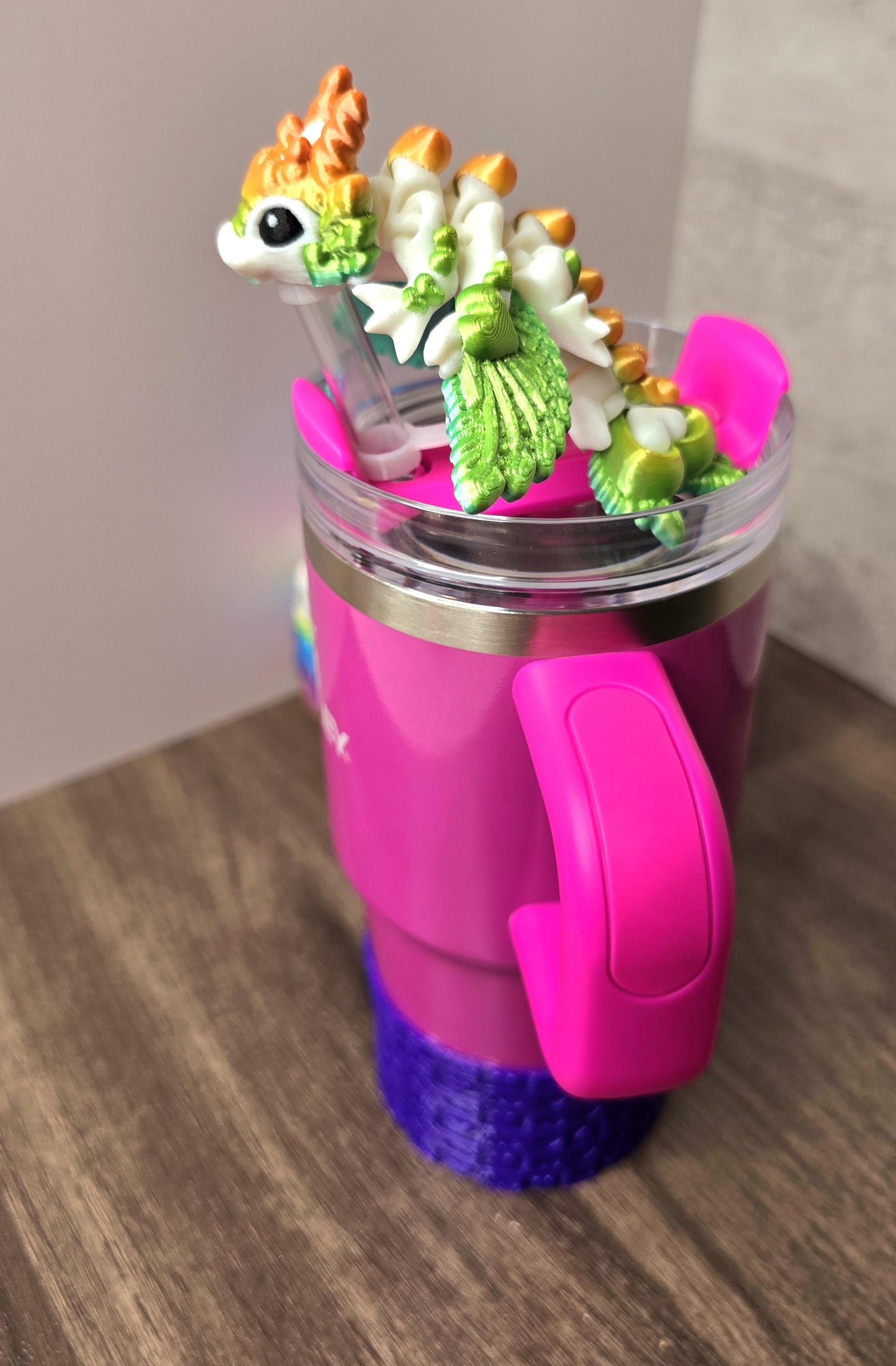 Rainbow Dragon Straw Toppers for Stanley Tumblers – Flexible Alicorn, Butterfly, Tiny Heart & Dark Heart | Lisa Frank Inspired Cup Charms