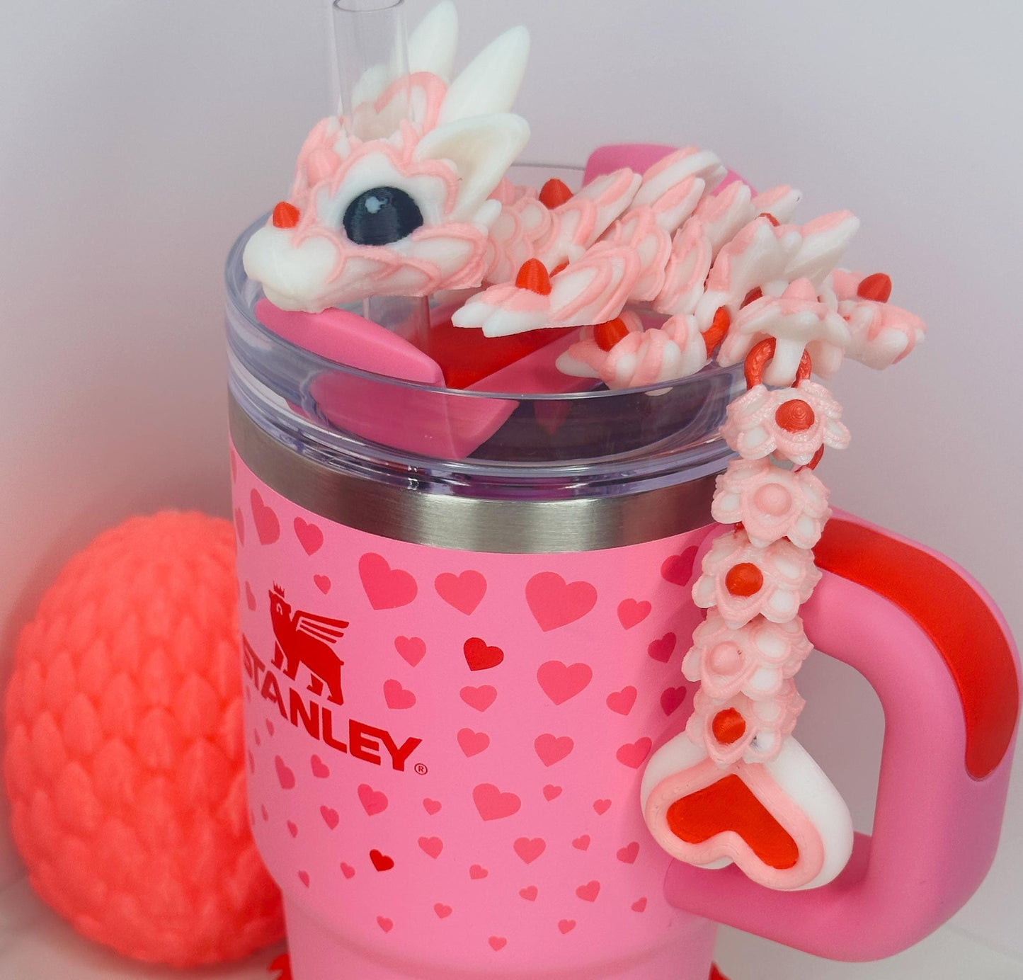 Heart Dragon Straw Toppers for Stanley Tumblers | Flexible Cookie and Cake-Inspired Toppers | Little Debbie, Cookie & More Designs