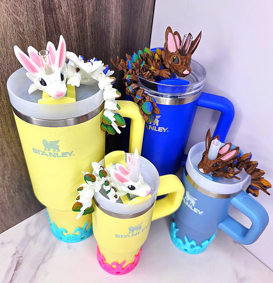 Thumper & Hare Inspired Dragon Stanley Tumbler Straw Topper With Easter Egg Scales