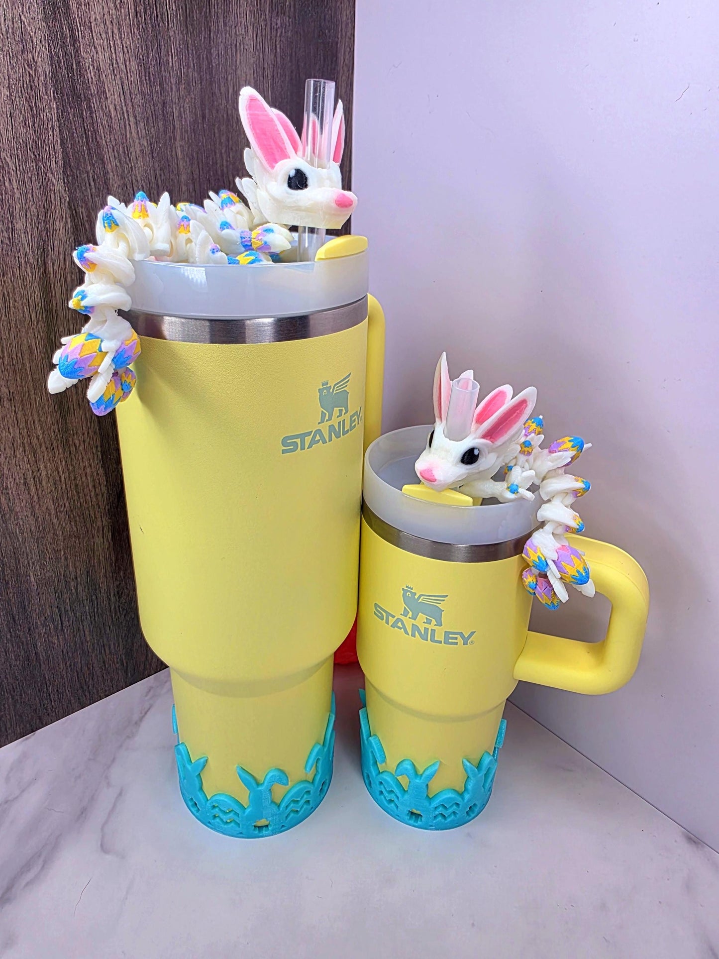 Easter Bunny Dragon Stanley Tumbler Straw Topper With Easter Egg Scales