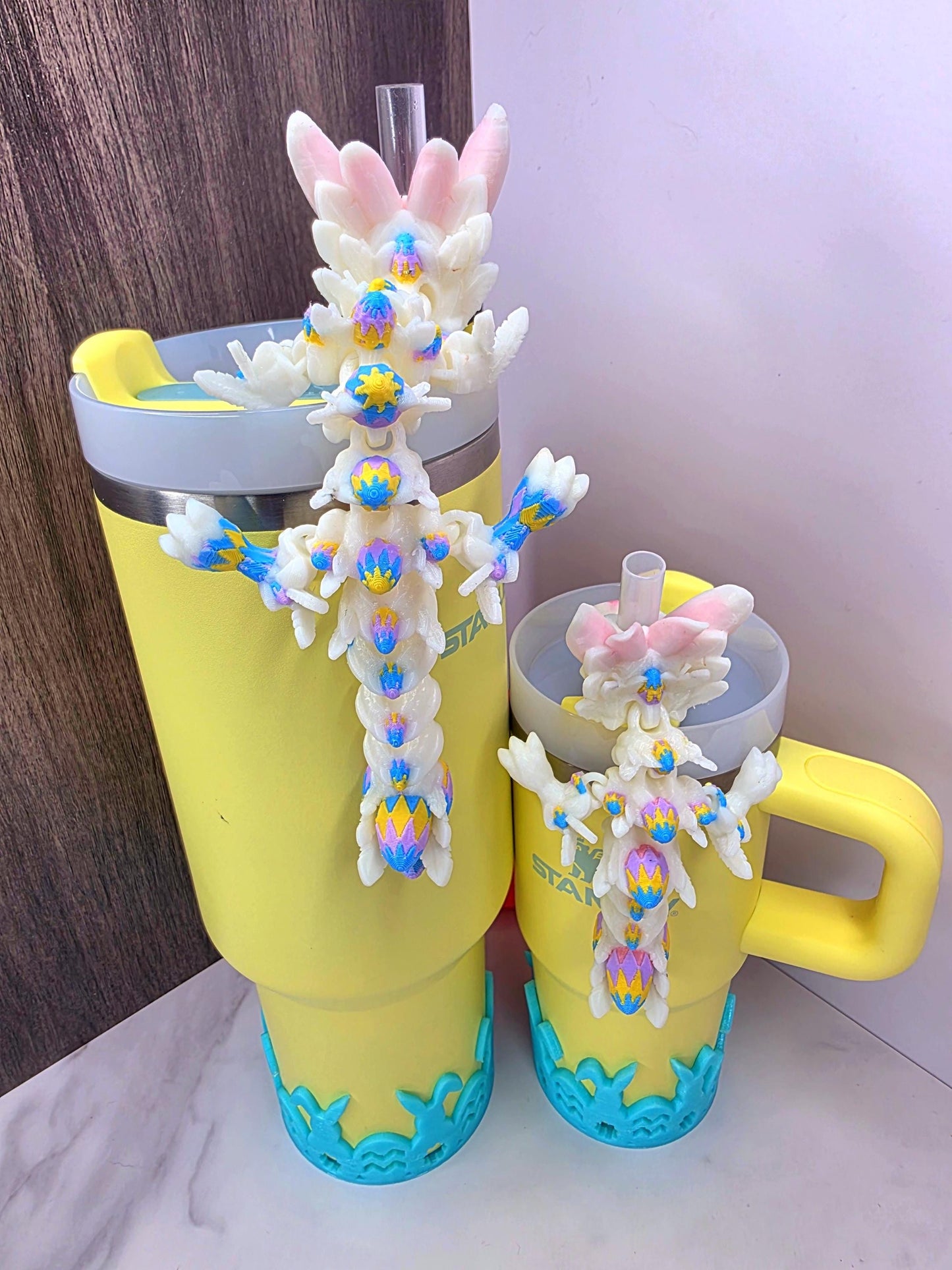 Easter Bunny Dragon Stanley Tumbler Straw Topper With Easter Egg Scales