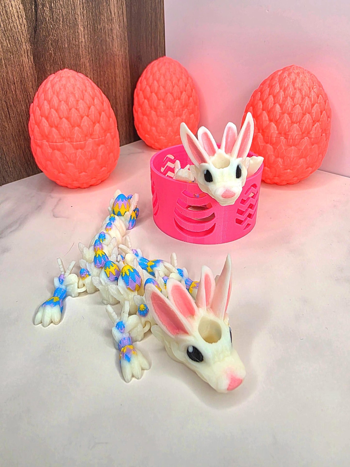 Easter Bunny Dragon Stanley Tumbler Straw Topper With Easter Egg Scales