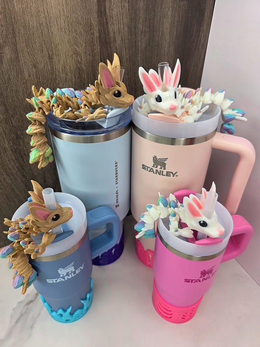 Bugs & Lola Bunny Inspired Dragon Stanley Tumbler Straw Topper With Easter Egg Scales