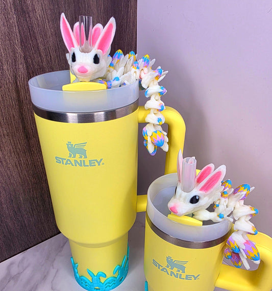 Easter Bunny Dragon Stanley Tumbler Straw Topper With Easter Egg Scales