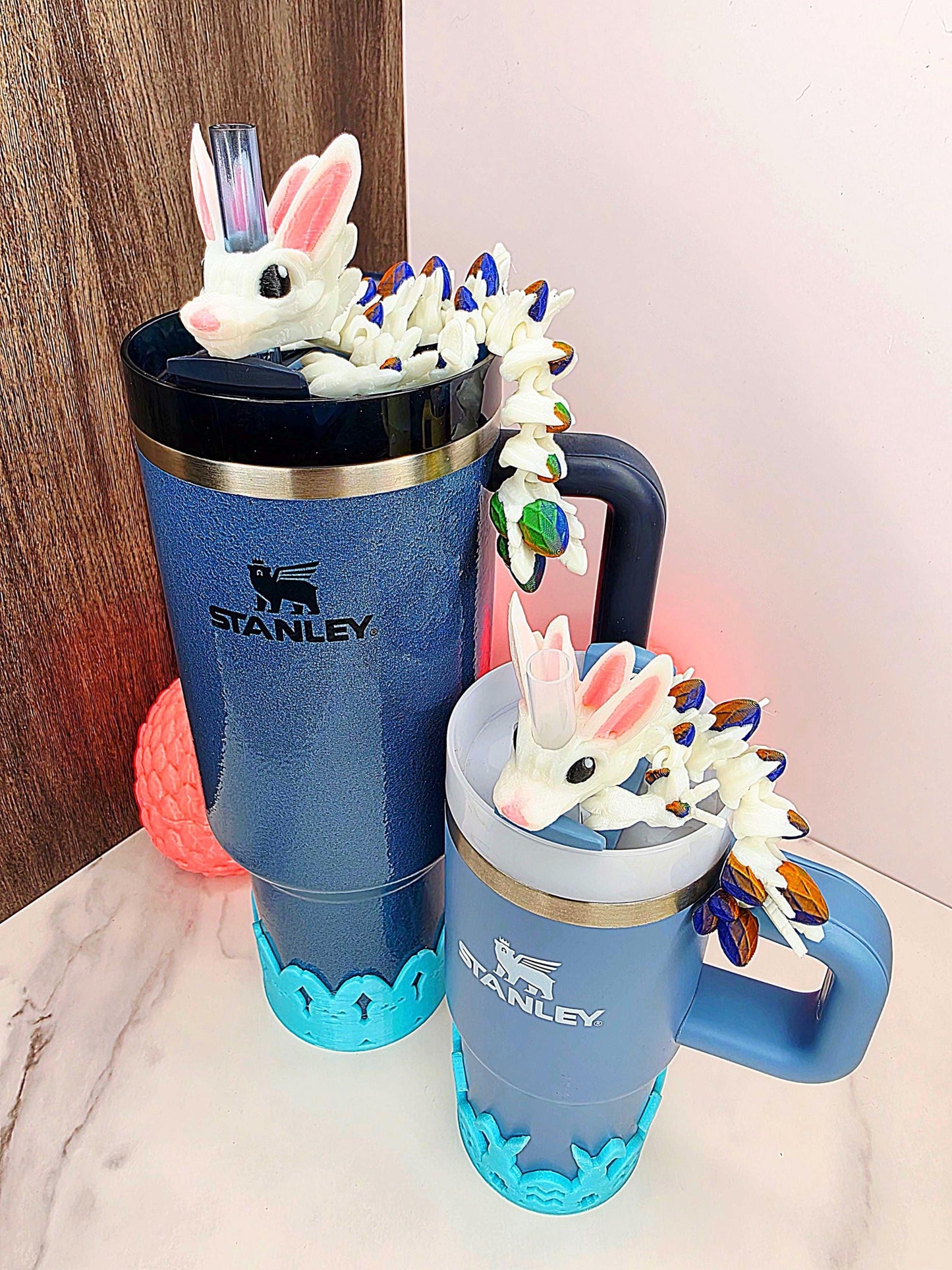 Thumper & Hare Inspired Dragon Stanley Tumbler Straw Topper With Easter Egg Scales