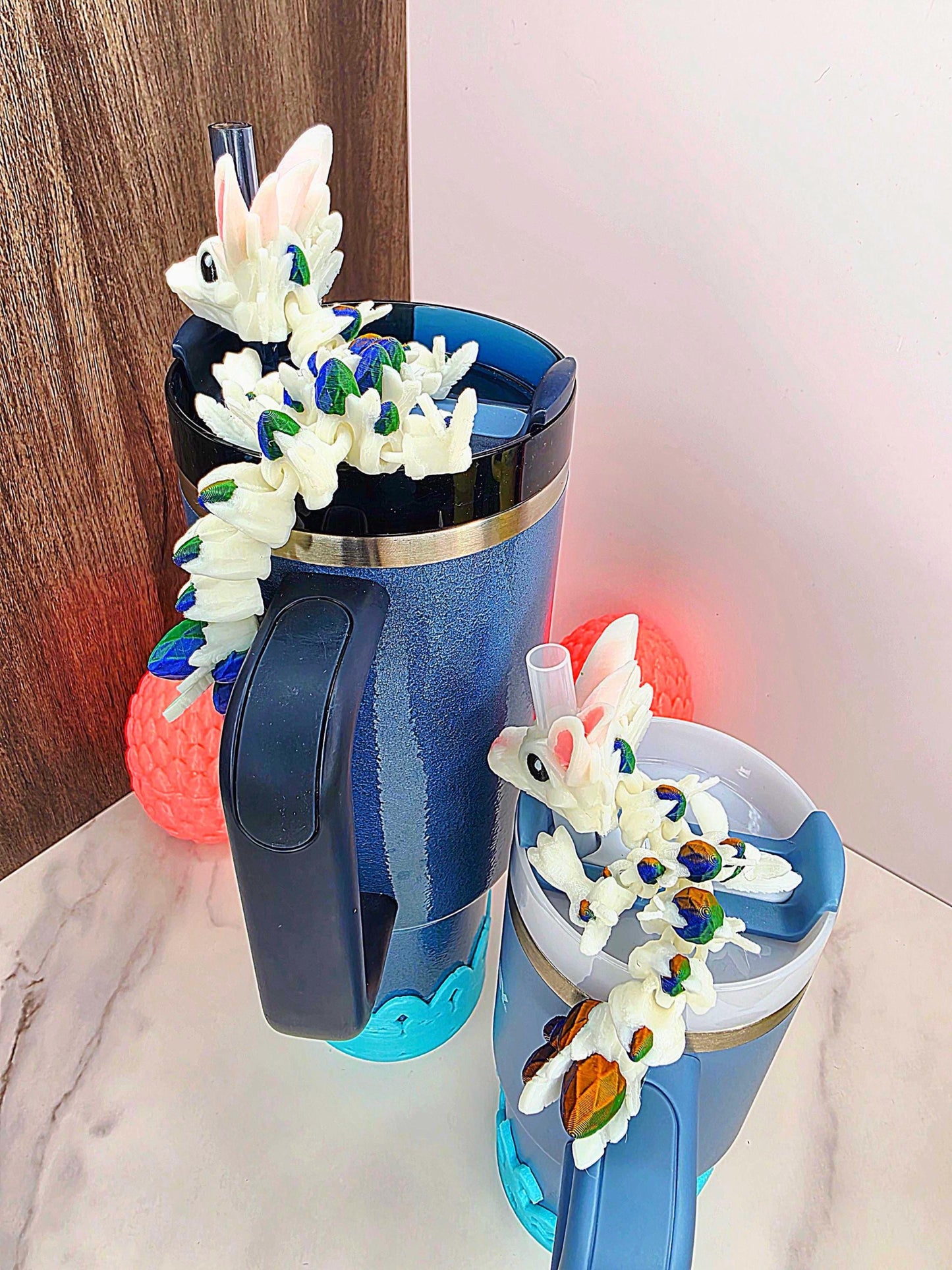 Thumper & Hare Inspired Dragon Stanley Tumbler Straw Topper With Easter Egg Scales