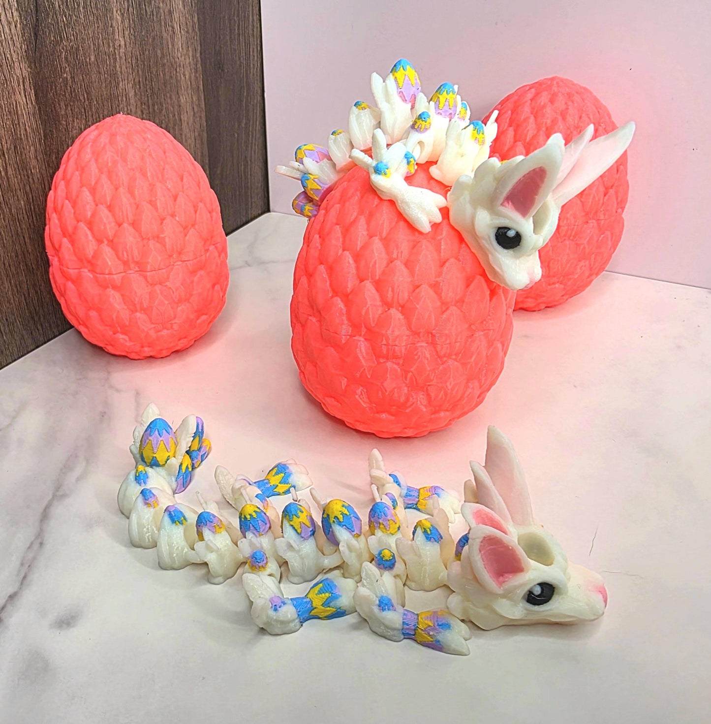 Easter Bunny Dragon Stanley Tumbler Straw Topper With Easter Egg Scales