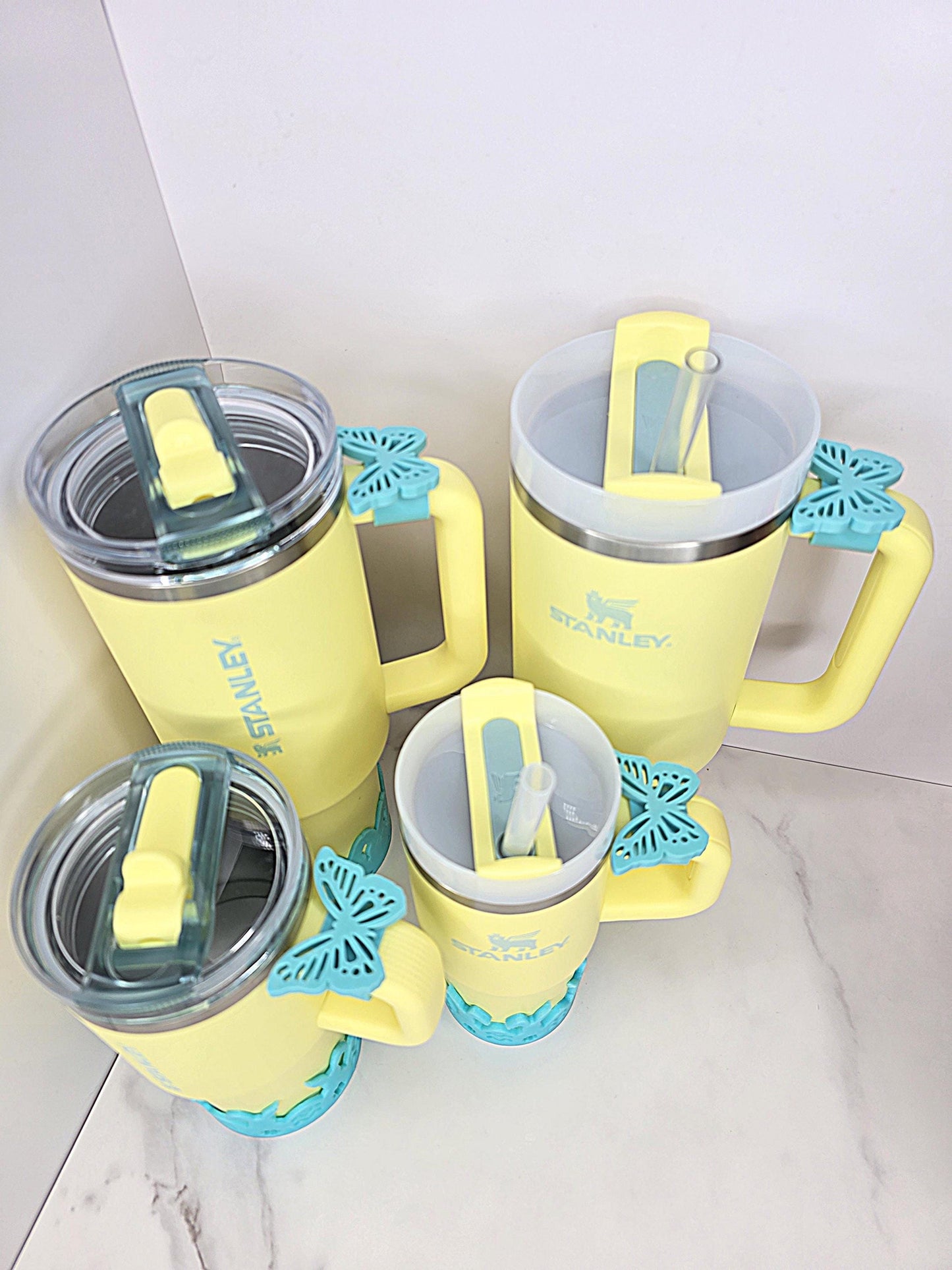 Butterfly Handle Charm for Stanley, HydroJug, Owala, Brumate & Hydroflask – 3D Printed Holographic Charm – Fits 30oz-40oz Tumblers