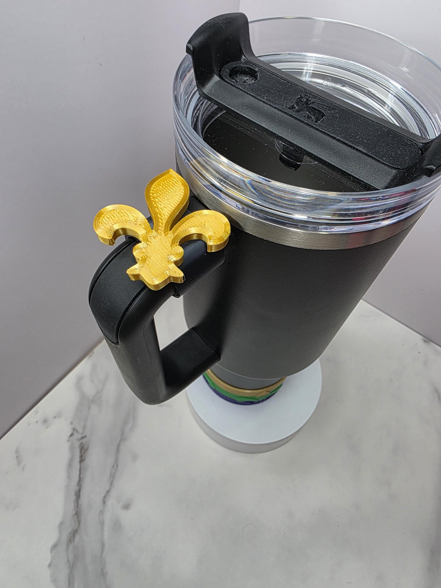 Holographic Fleur De Lis Handle Charm – 3D Printed Tumbler Clip for Stanley, Brumate, HydroJug, Owala, Hydroflask Tumbler Accessories