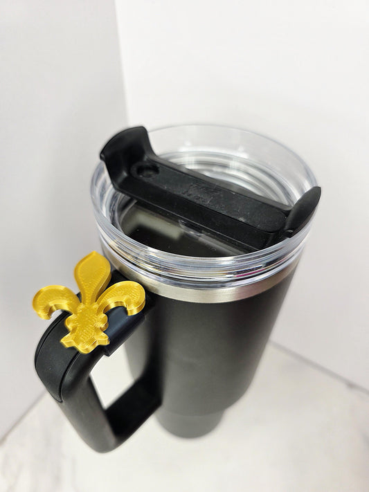 Holographic Fleur De Lis Handle Charm – 3D Printed Tumbler Clip for Stanley, Brumate, HydroJug, Owala, Hydroflask Tumbler Accessories