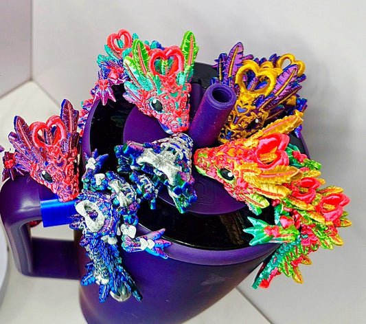 Light Heart Dragon Toppers for Stanley, Brumate, Hydrojug | Flexible Magnetic Straw & Handle Charms | Fun Tumbler Accessory | Tumbler Topper