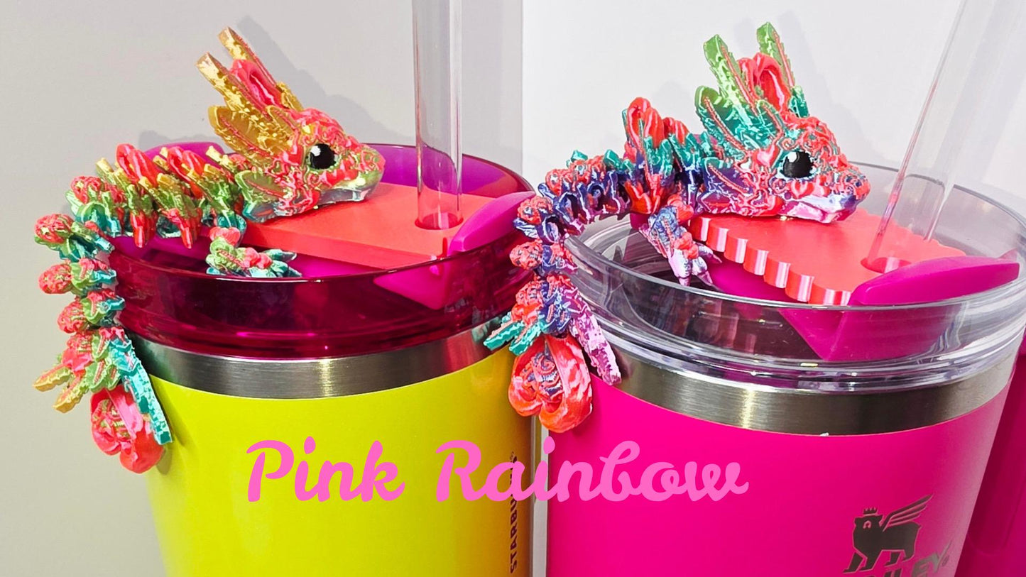 Light Heart Dragon Toppers for Stanley, Brumate, Hydrojug | Flexible Magnetic Straw & Handle Charms | Fun Tumbler Accessory | Tumbler Topper