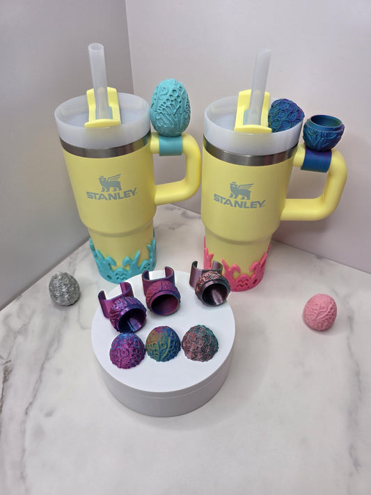 Butterfly Rose and Dragonscale Easter Egg Handle Charms Stanley Hydroflask Hydrojug Brumate Owala