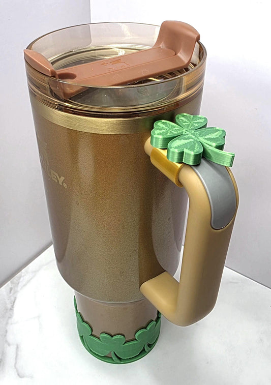 Holographic Clover Handle Charm for Stanley, HydroJug, Brumate | St. Patrick’s Day Tumbler Accessory | Lucky Irish Cup Topper