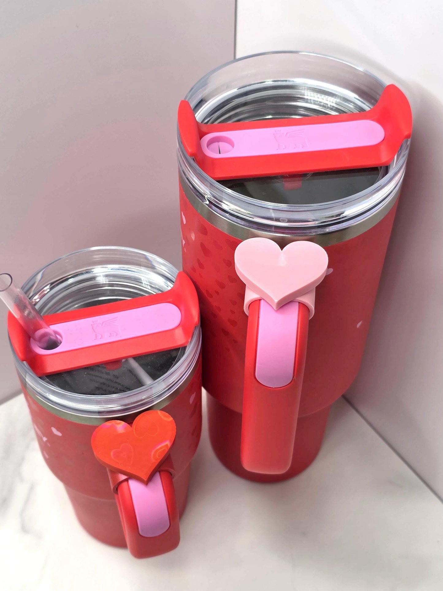 Holographic Heart Handle Charm for Stanley, HydroJug, Owala, Brumate & Hydroflask | 3D Printed Tumbler Charm | Sparkly Cup Accessory