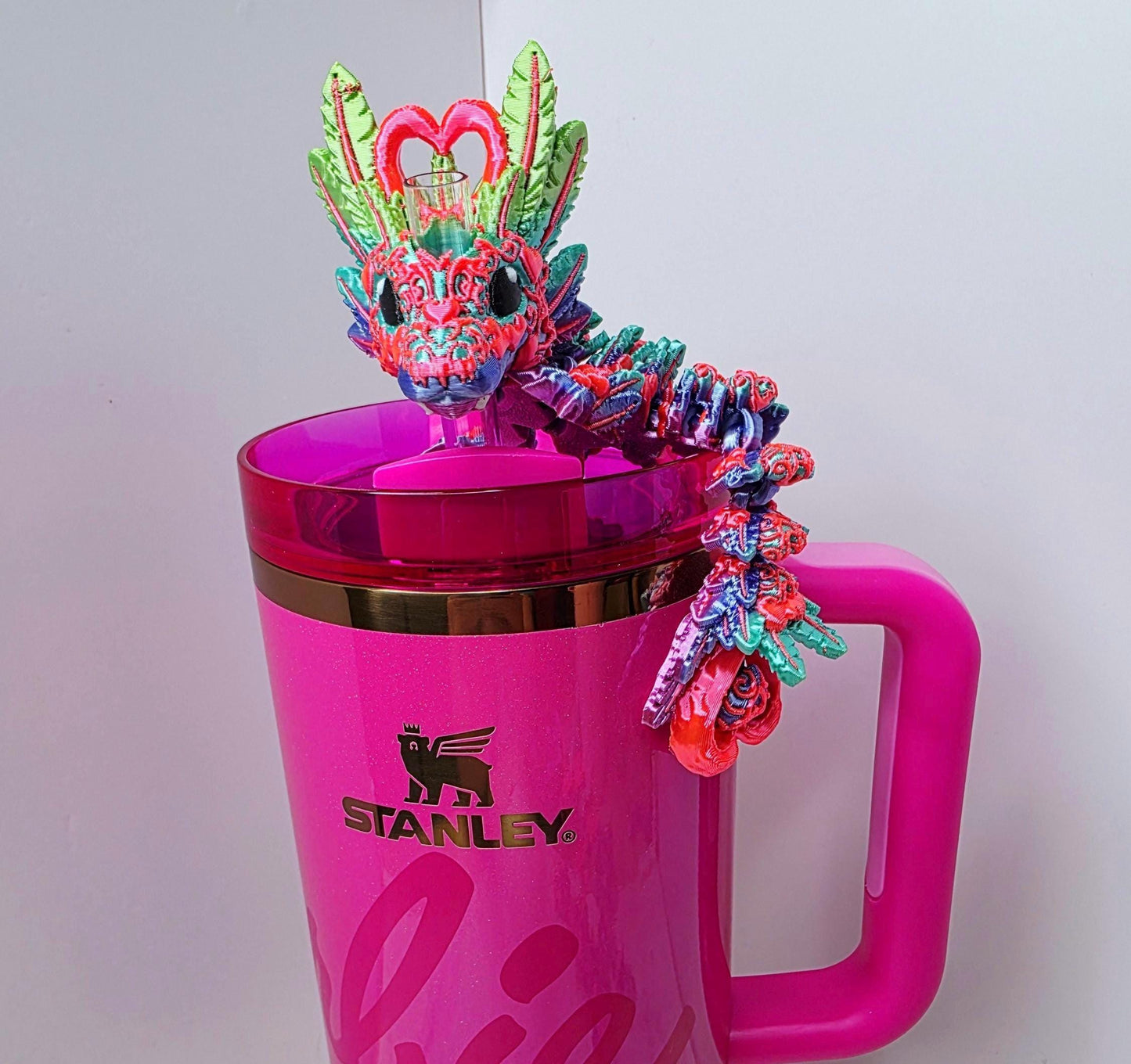 Light Heart Dragon Straw Topper for Stanley Tumbler | Mystical Fantasy Cup Charm | Cute Dragon Tumbler Accessory | Baby & Adult Options