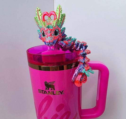 Light Heart Dragon Straw Topper for Stanley Tumbler | Mystical Fantasy Cup Charm | Cute Dragon Tumbler Accessory | Baby & Adult Options