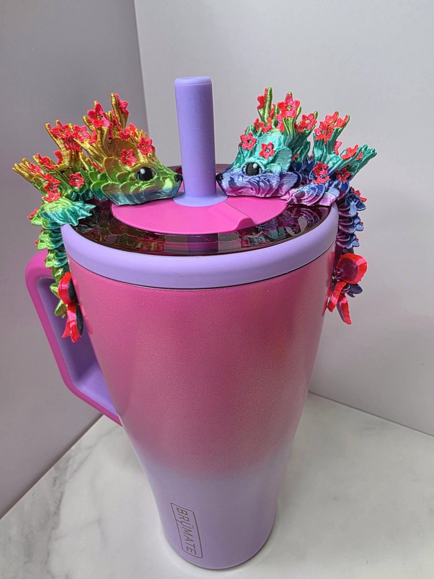 Cherry Blossom Dragon Toppers for Stanley, Brumate, Hydrojug | Flexible Magnetic Cup Accessory | Cute Tumbler Charms | Tumbler Toppers