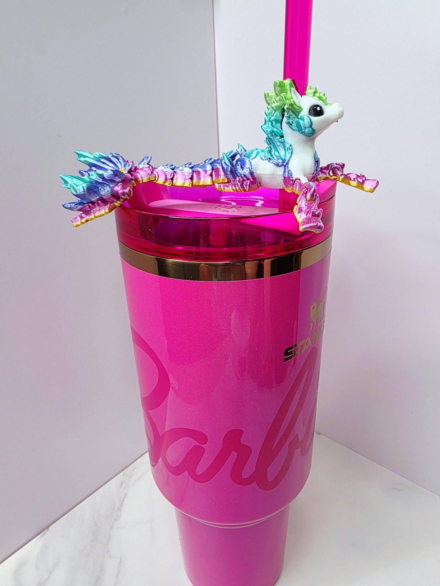 Rainbow Hippocampus Magnet or Straw Topper | Fits Stanley, Brumate, Hydrojug | Flexible Mermaid Sea Horse Accessory | Tumbler Charm