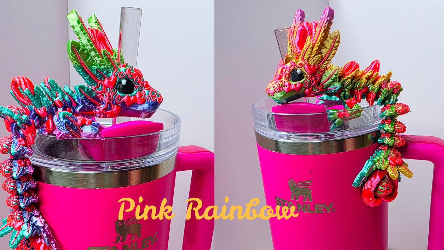 Light Heart Dragon Straw Topper for Stanley Tumbler | Mystical Fantasy Cup Charm | Cute Dragon Tumbler Accessory | Baby & Adult Options