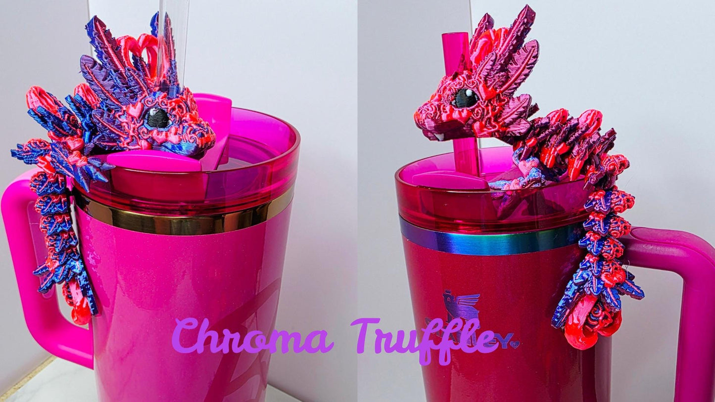Light Heart Dragon Straw Topper for Stanley Tumbler | Mystical Fantasy Cup Charm | Cute Dragon Tumbler Accessory | Baby & Adult Options