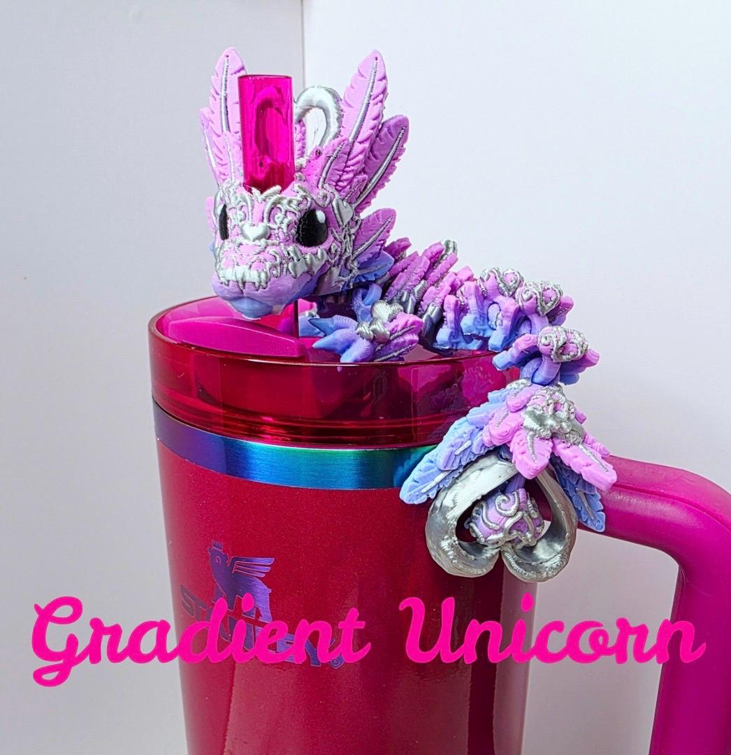 Light Heart Dragon Straw Topper for Stanley Tumbler | Mystical Fantasy Cup Charm | Cute Dragon Tumbler Accessory | Baby & Adult Options