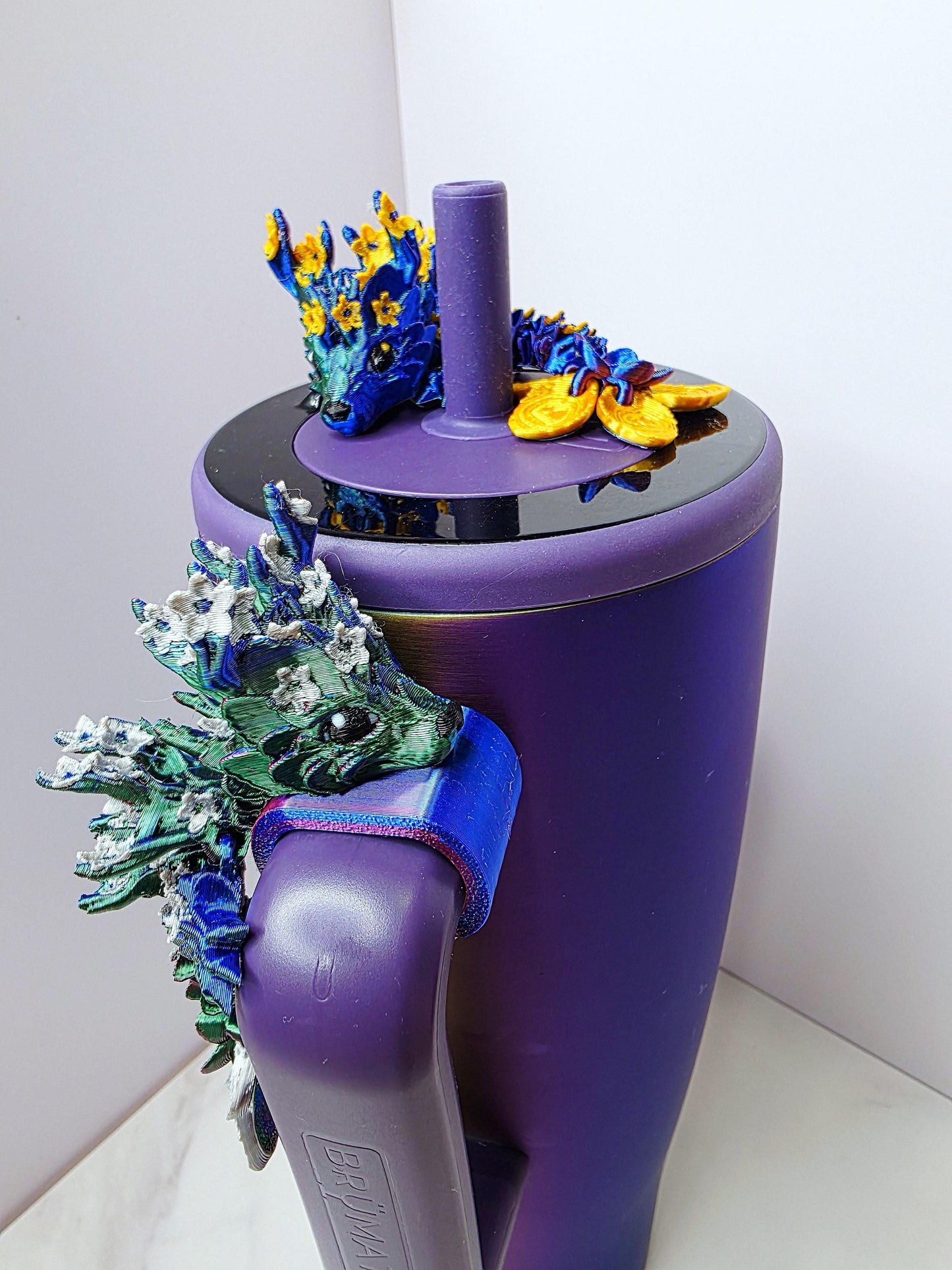 Cherry Blossom Dragon Toppers for Stanley, Brumate, Hydrojug | Flexible Magnetic Cup Accessory | Cute Tumbler Charms | Tumbler Toppers