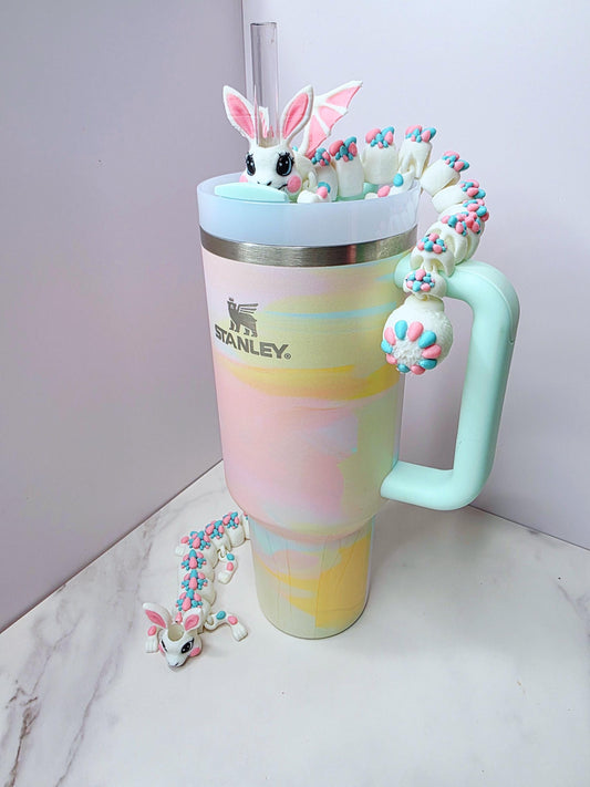 Winged Bunny Dragon Stanley Tumbler Straw Topper