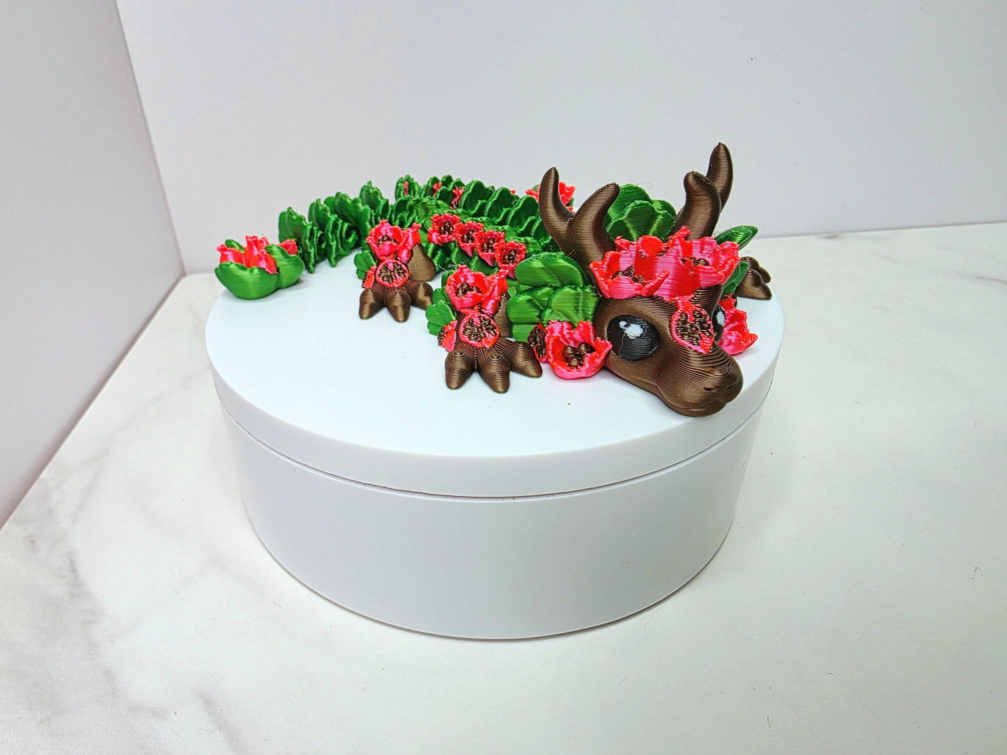 Persephone Dragon Straw Topper – Deer & Pomegranate Charm for Stanley Tumblers | Mythical Flexible Tumbler Accessory | Fruit Lovers Gift