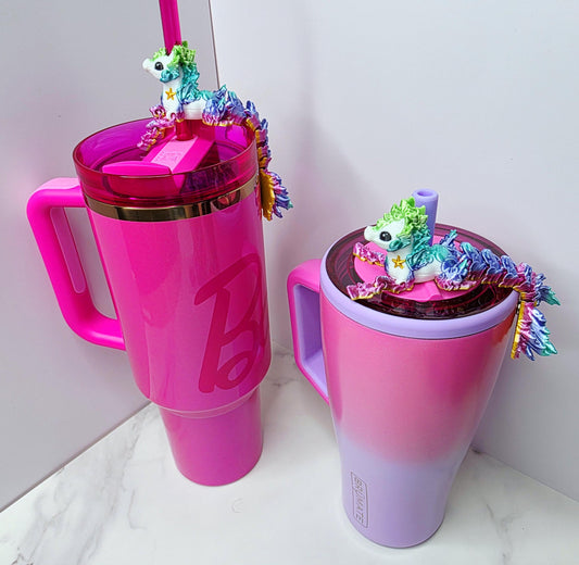 Rainbow Hippocampus Magnet or Straw Topper | Fits Stanley, Brumate, Hydrojug | Flexible Mermaid Sea Horse Accessory | Tumbler Charm