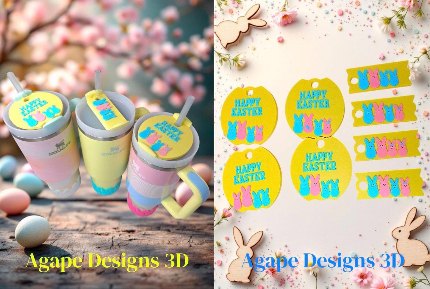 Easter Peeps Bunny Family Topper for Stanley Tumblers