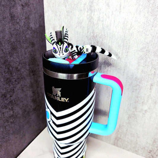 Beetlejuice Inspired Flexible Dragon Stanley Straw Topper – Spooky Tumbler Accessory Charm  for 20oz 30oz 40oz Stanley Cups