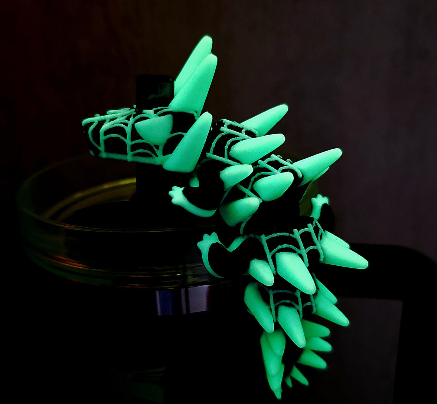 Spider Dragon Stanley Straw Topper – Webbed Spikey Scales Custom Colors & Glow-in-the-Dark Option | 20oz 30oz 40oz Tumbler Accessory Charms
