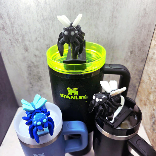 Cute Fae Spider Stanley Straw Cover – Flexible Body & Fairy Wings with Custom Colors and Glow-in-the-Dark Option | Tumbler Accessory Charms