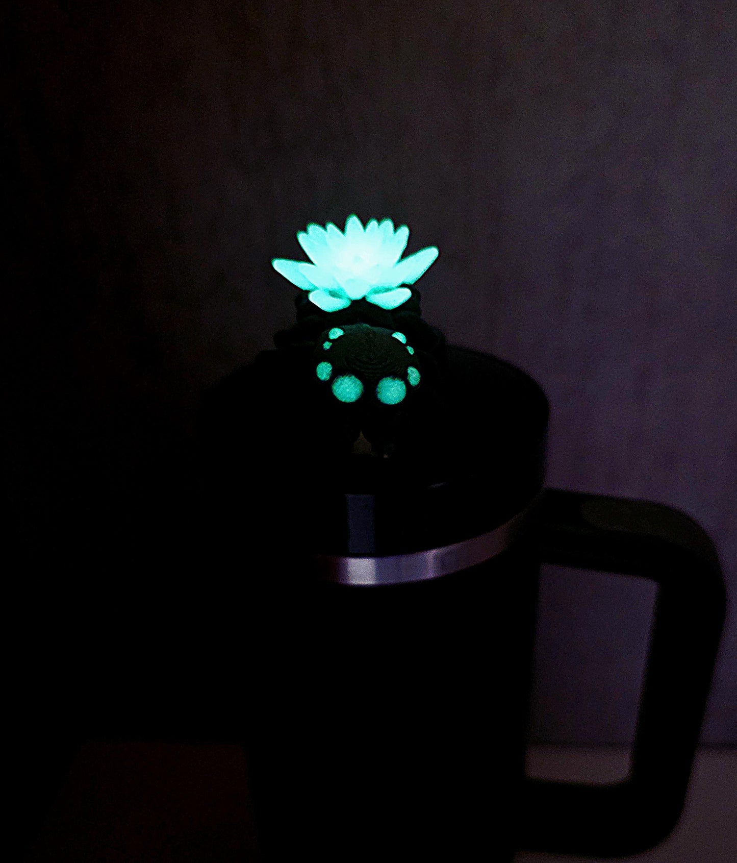 Cute Water Lily Spider Stanley Straw Cover – Flexible Body Lily Flower Custom Colors and Glow-in-the-Dark Option | Tumbler Accessory Charms