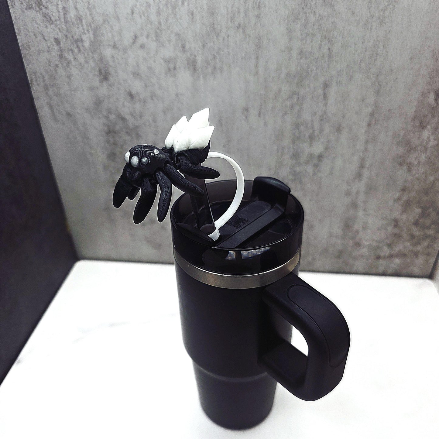 Cute Crystal Spider Stanley Straw Cover Flexible Body Crystal Gemstone Custom Colors and Glow-in-the-Dark Option | Tumbler Accessory Charms