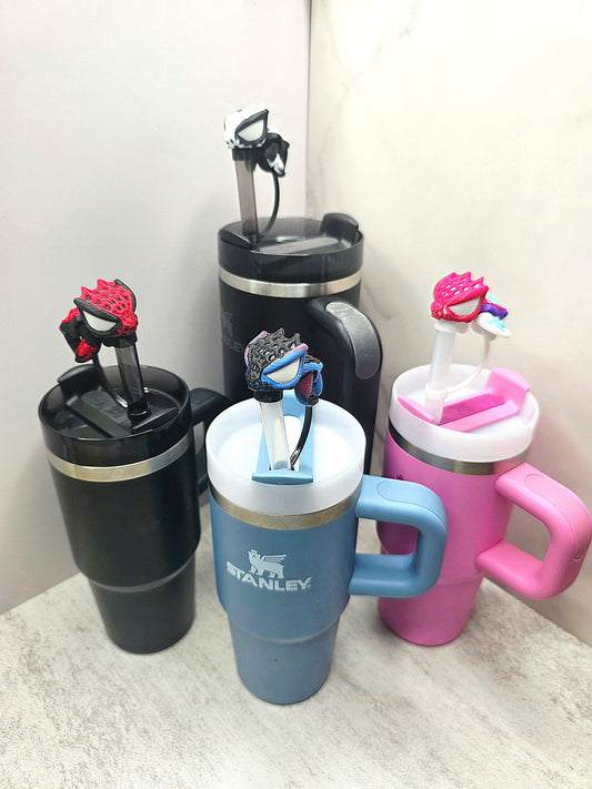 Superhero Spider Turtle Straw Topper for Stanley Tumblers | Flexible Hero Topper | Cute Hero Cup Accessory | Fits 20oz 30oz 40oz | Cup Charm