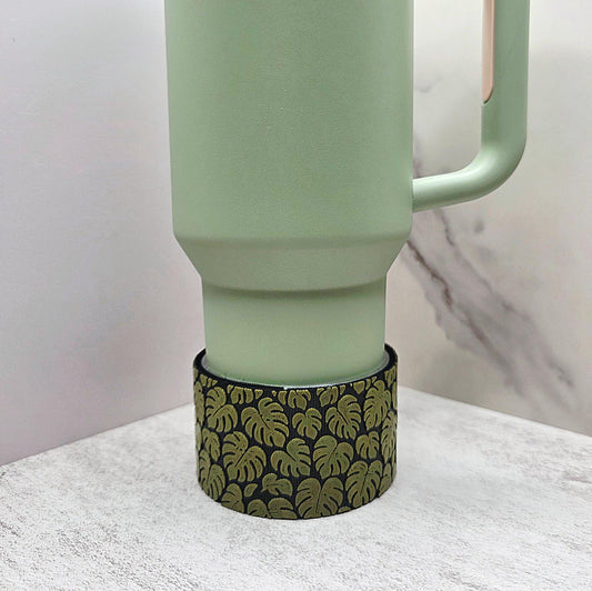Monsterra Leaf Boot & Cover for Stanley Tumbler | Tropical Plant Lover Cup Boot | Interchangeable Tumbler Accessory | Protective Cup Sleeve