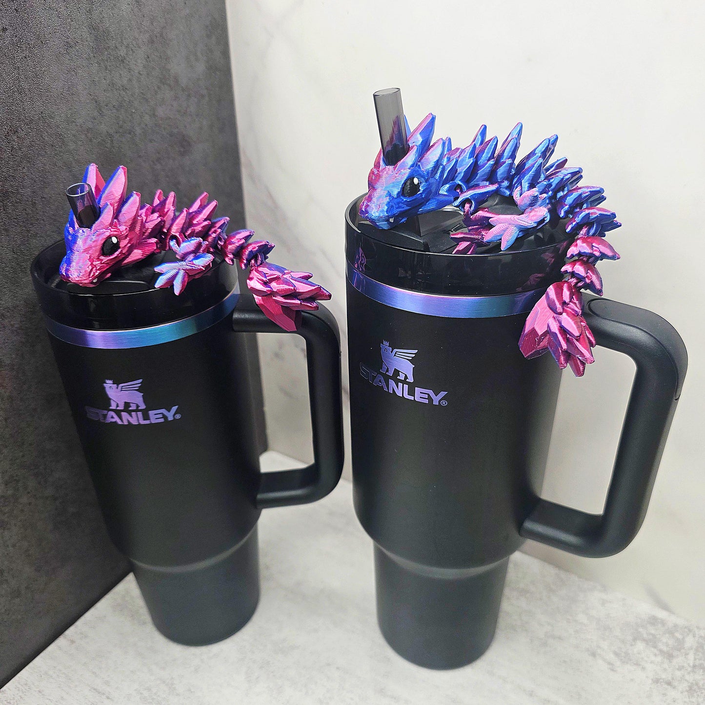 Gemstone Dragon Straw Topper for Stanley Tumbler | Fantasy Cup Charm | Fits 20oz 30oz 40oz | Magical Dragon Accessory | Tumbler Accessories