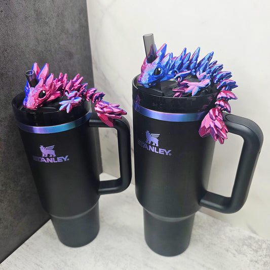 Gemstone Dragon Straw Topper for Stanley Tumbler | Fantasy Cup Charm | Fits 20oz 30oz 40oz | Magical Dragon Accessory | Tumbler Accessories