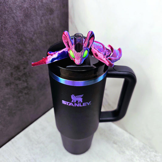 Flexible Bat Straw Topper for Stanley Tumbler | 3D Printed Halloween Tumbler Accessory | Cute Spooky Cup Topper