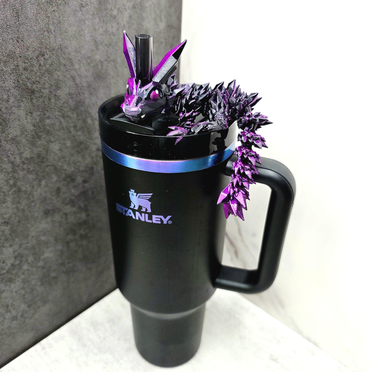 Crystal Dragon Straw Topper for Stanley Tumbler | Flexible Fantasy Cup Charm | Magical Drinkware Accessory Gift | Tumbler Accessories Charms