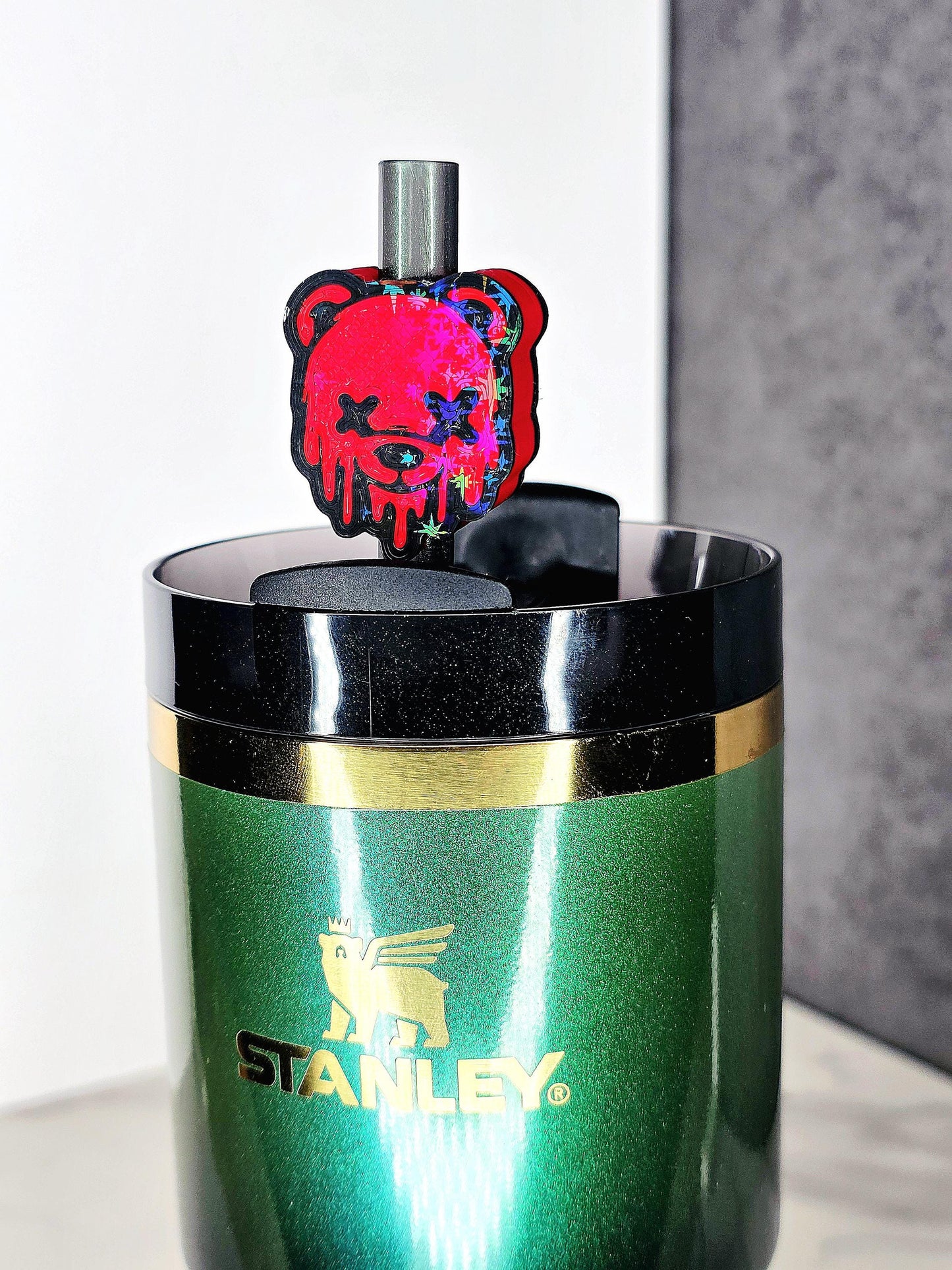 Melting Bear Straw Topper – 3D Printed Tumbler Accessory for 7–10mm Straws | Custom Colors | Cute Creepy Cup Charm