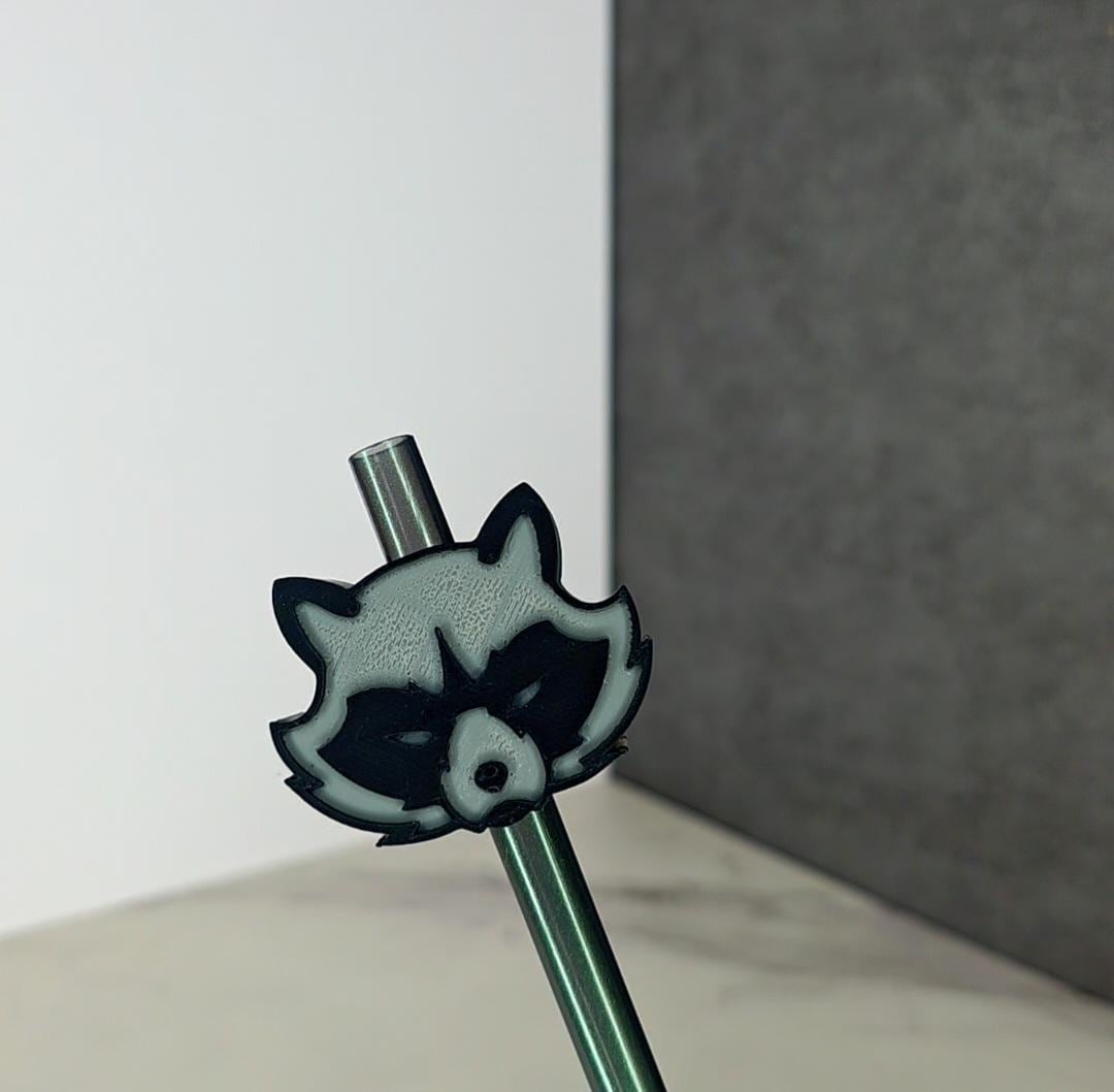 Trash Panda Raccoon Straw Topper – Cute 3D Tumbler Accessory | Fits 7–10mm Straws | Funny Animal Drink Charm | Custom Colors