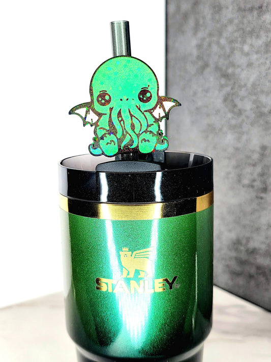 Cute Cthulhu Straw Topper – Lovecraft-Inspired Tumbler Accessory | 3D Printed for 7–10mm Straws | Custom Colors Available