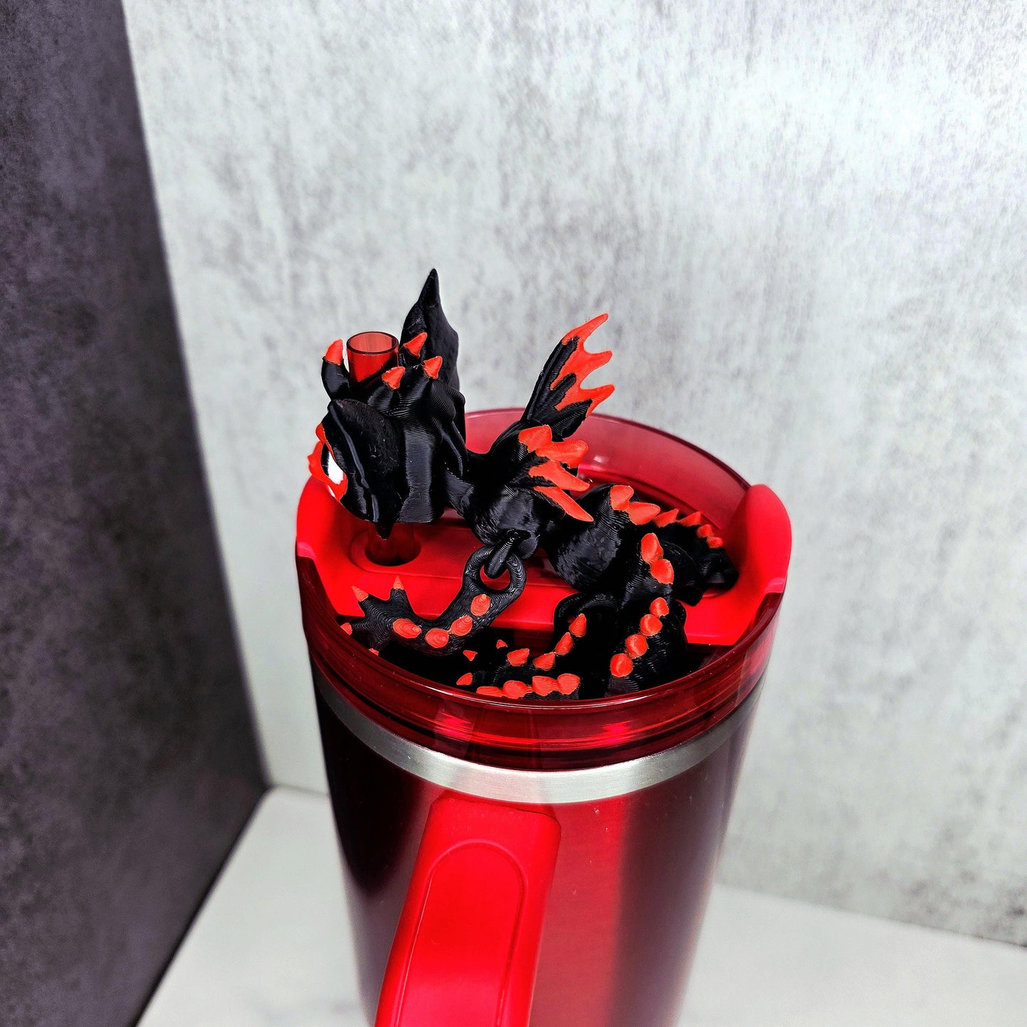 Vampire Bat Dragon Stanley Straw Topper – Spooky 3D Printed Tumbler Accessory Charm for Halloween | Custom Colors To Match Cups