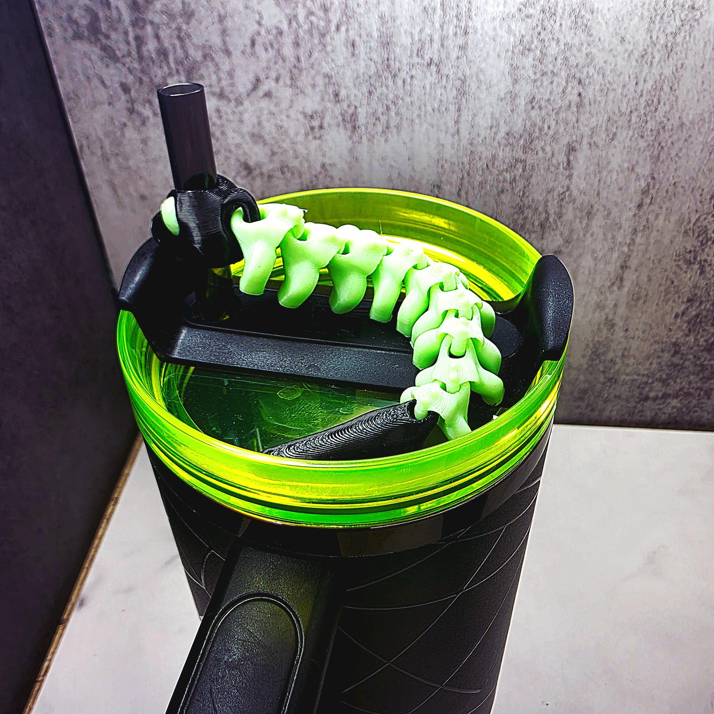 Boney Snake Skeleton Stanley Straw Topper – Glow-in-the-Dark Halloween Tumbler Accessory Charm | Fits 20oz 30oz 40oz Stanley Cups